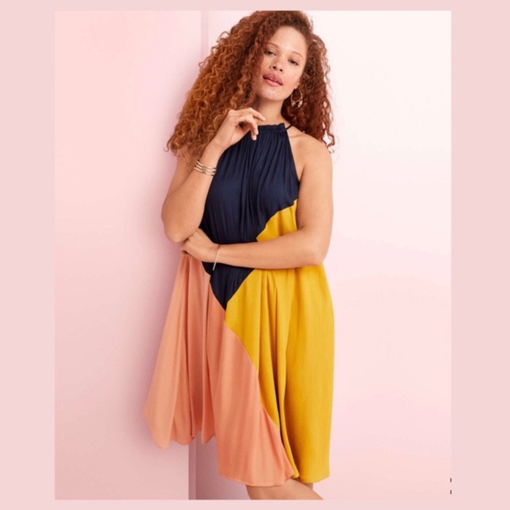LOFT Plus Colorblock Halter Swing Dress